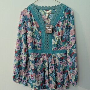NWT  Matilda Jane Multicolored Floral Print Boho Peasant Blouse. Size XS